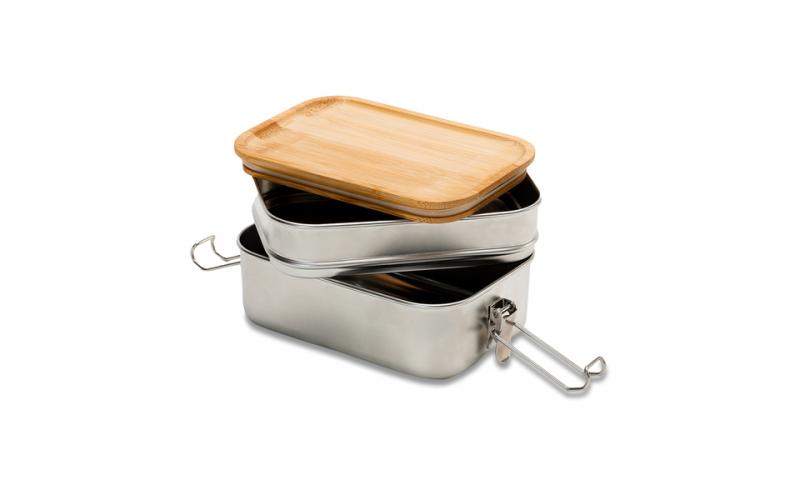 Double lunch box Alcora, srebrny