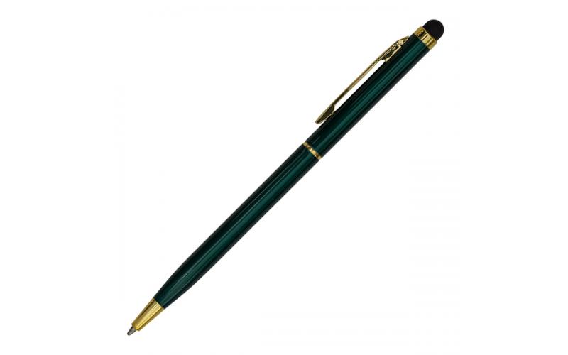 Długopis aluminiowy Touch Tip Gold, ciemnozielony