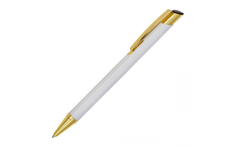 Długopis aluminiowy Lindi, biały/złoty