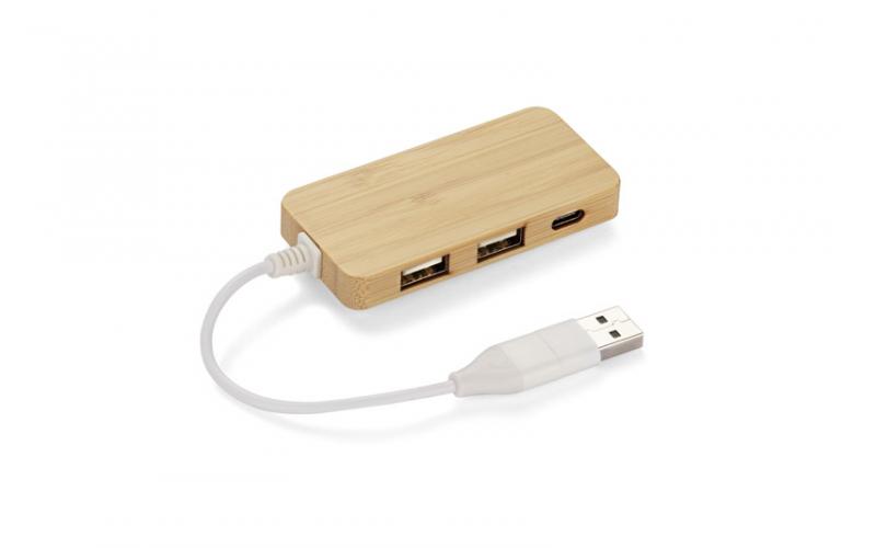 Rozdzielacz bambusowy HUB USB z wymienną wtyczką - RIVO