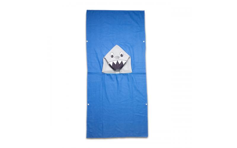Ponczo-ręcznik z kapturem Sharky, niebieski