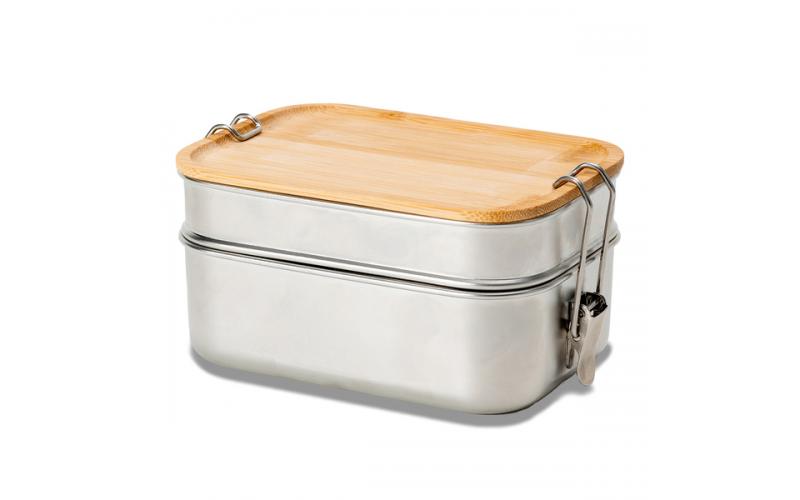 Double lunch box Alcora, srebrny