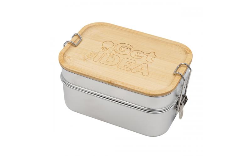 Double lunch box Alcora, srebrny