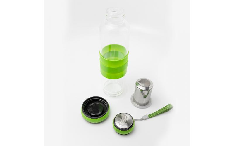 Szklana butelka z zaparzaczem do herbaty Sulmona 550 ml, zielony
