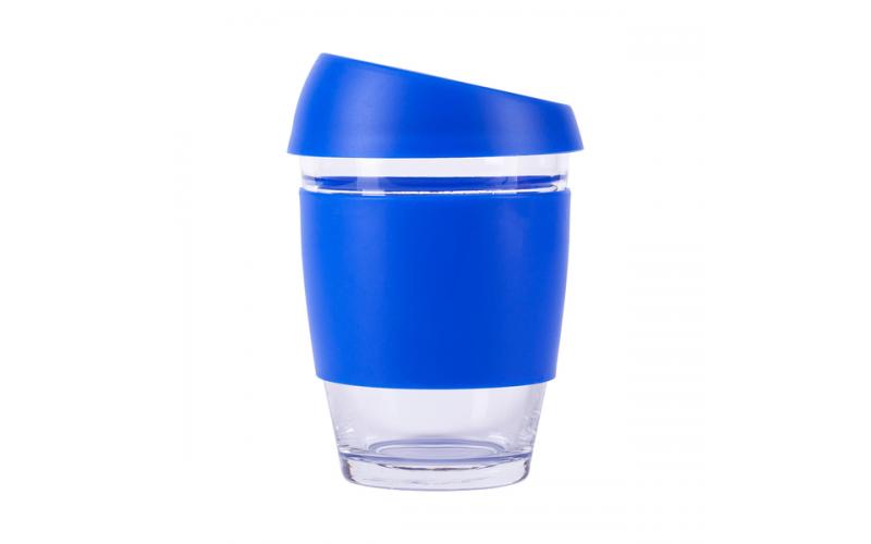 Szklany kubek Stylish 350 ml w eco tubie, niebieski