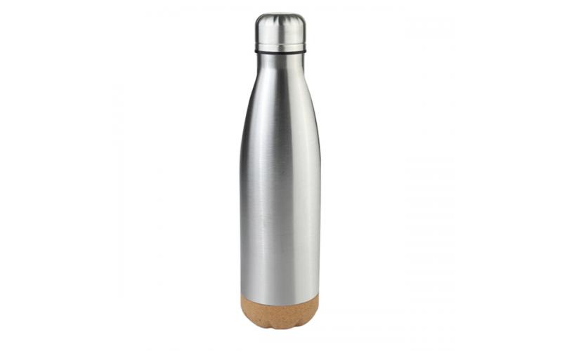 Butelka próżniowa z korkowym spodem Jowi 500 ml, srebrny