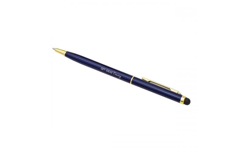 Długopis aluminiowy Touch Tip Gold, granatowy