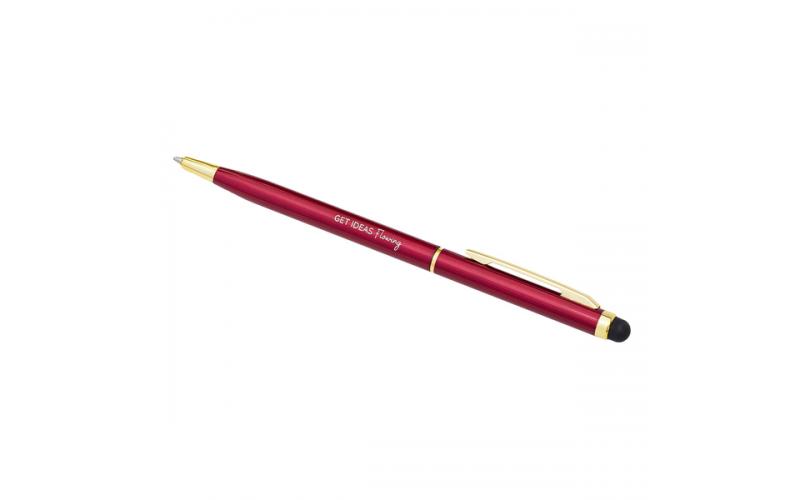 Długopis aluminiowy Touch Tip Gold, bordowy